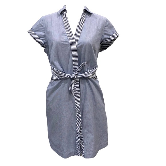 Vineyard Vines Dresses & Skirts - Vineyard Vines Blue Tie Front Mix Stripe Shirt Dress 10
